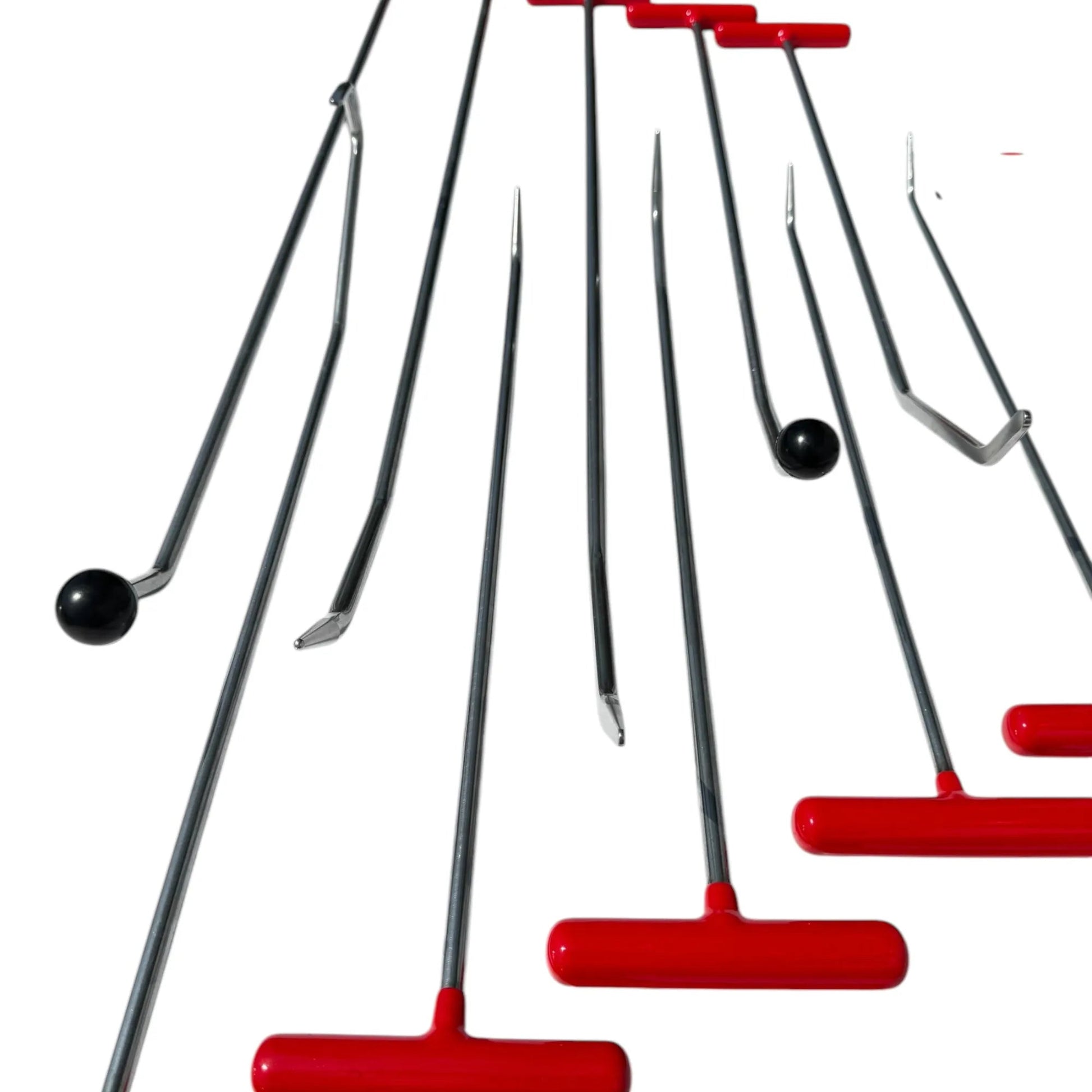 10 Pieces White Steel Paintless Dent Repair Rod Set with 2 Interchangeable Tips - DoctorPdrTools