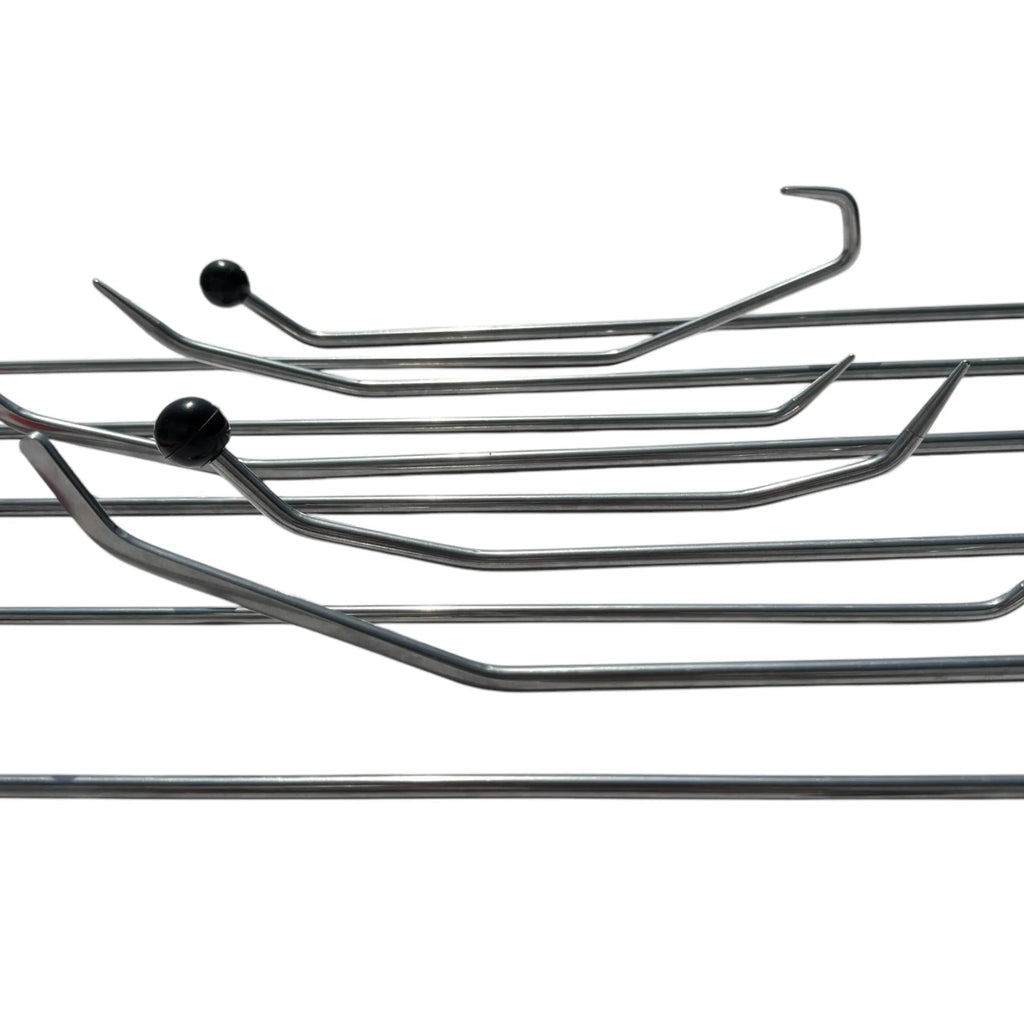 10 Pieces White Steel Paintless Dent Repair Rod Set with 2 Interchangeable Tips - DoctorPdrTools
