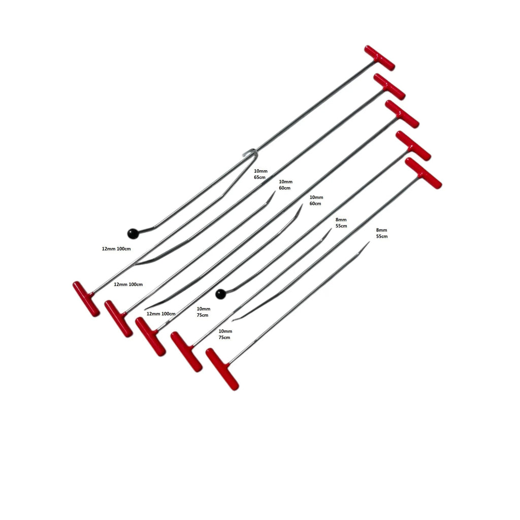 10 Pieces White Steel Paintless Dent Repair Rod Set with 2 Interchangeable Tips - DoctorPdrTools