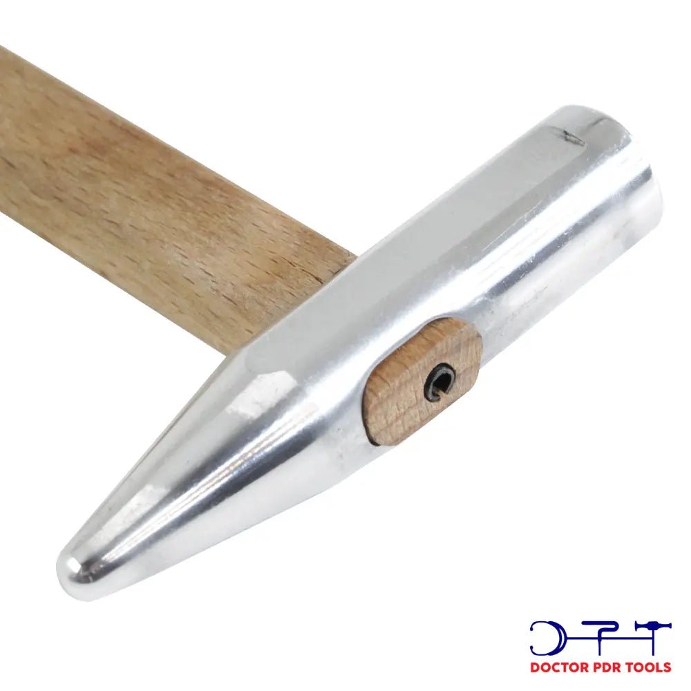 Professional Flat Head Aluminum Knockdown Hammer for Paintless Dent Repair | Wooden Handle - 1 Auto Hail Damage Repair Kit