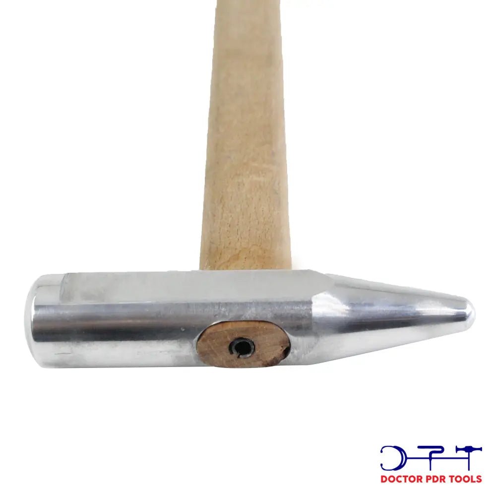 Professional Flat Head Aluminum Knockdown Hammer for Paintless Dent Repair | Wooden Handle - 1 Auto Hail Damage Repair Kit
