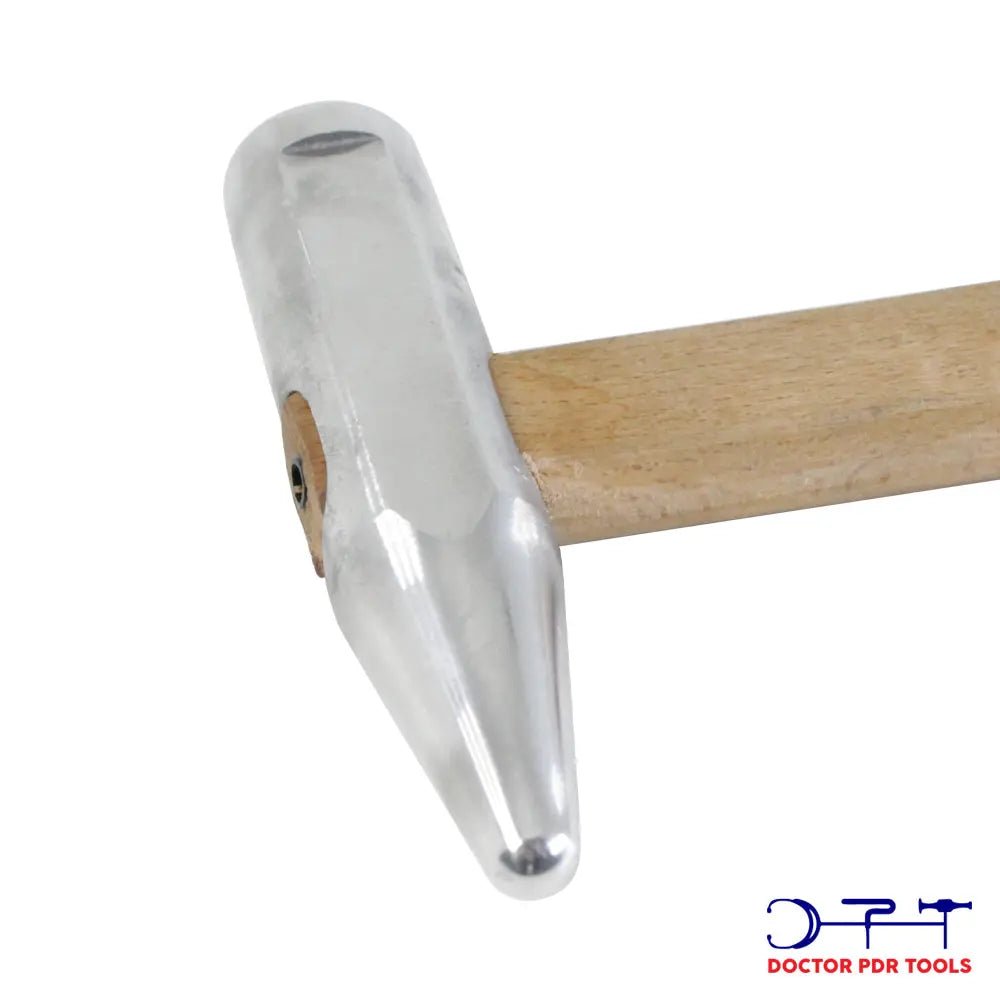 Professional Flat Head Aluminum Knockdown Hammer for Paintless Dent Repair | Wooden Handle - 1 Auto Hail Damage Repair Kit