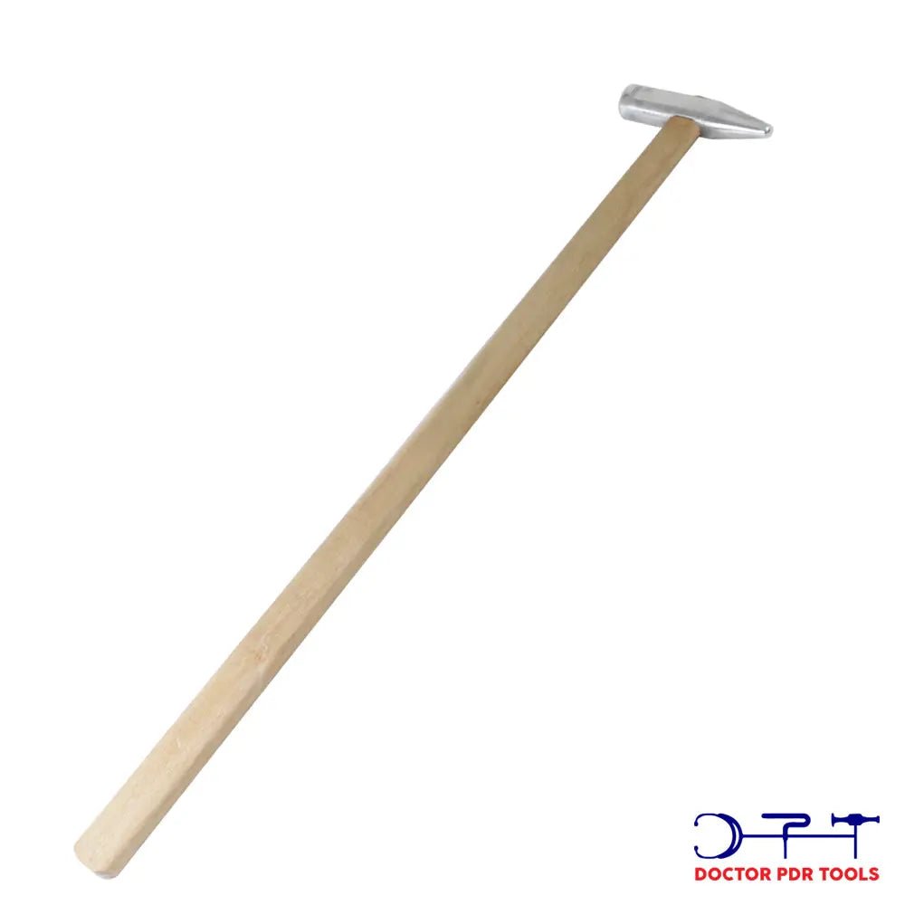 Professional Flat Head Aluminum Knockdown Hammer for Paintless Dent Repair | Wooden Handle - 1 Auto Hail Damage Repair Kit