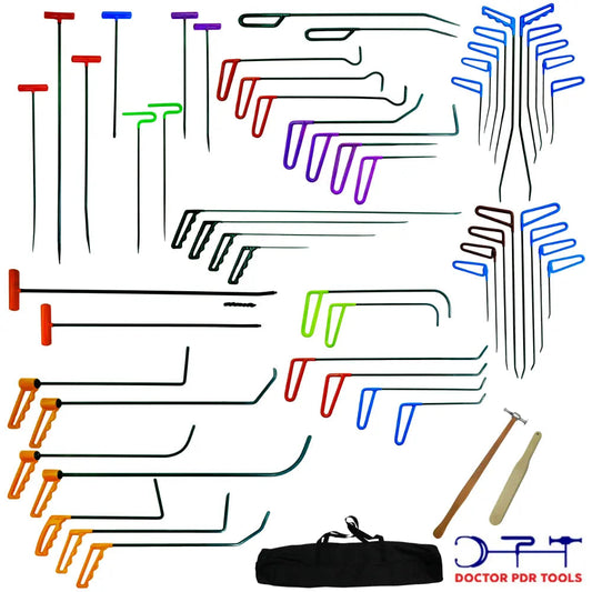 Professional 57-Piece Heat-Treated & Oxidized PDR Rod Set | Hook Bars for Paintless Dent Repair - DoctorPdrTools