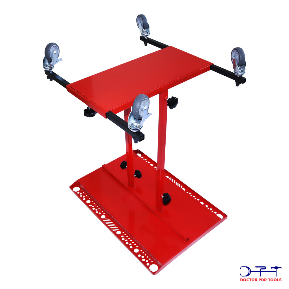 metal folding stand with wheels for rods