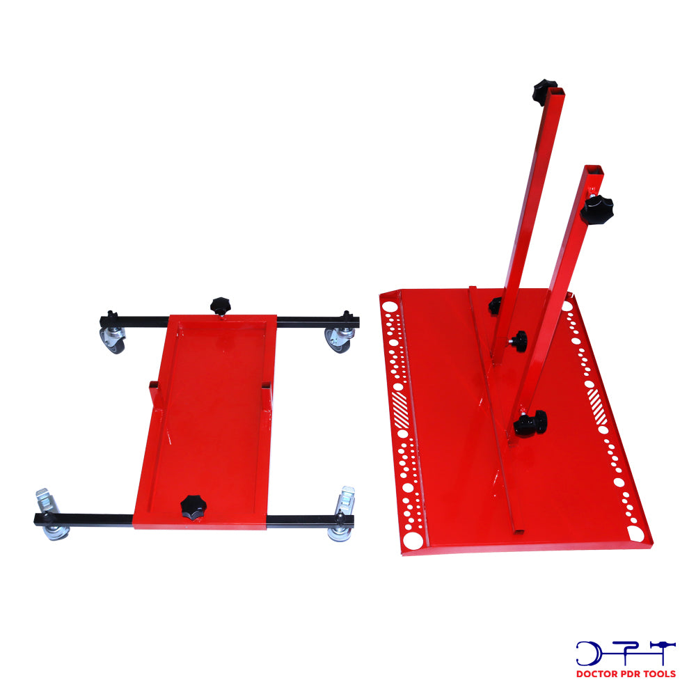 metal folding stand with wheels for rods