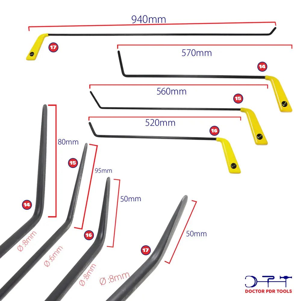 Hook Bar Set 27 Pieces High Carbon Steel High Quality Heat Treated Rods - DoctorPdrTools