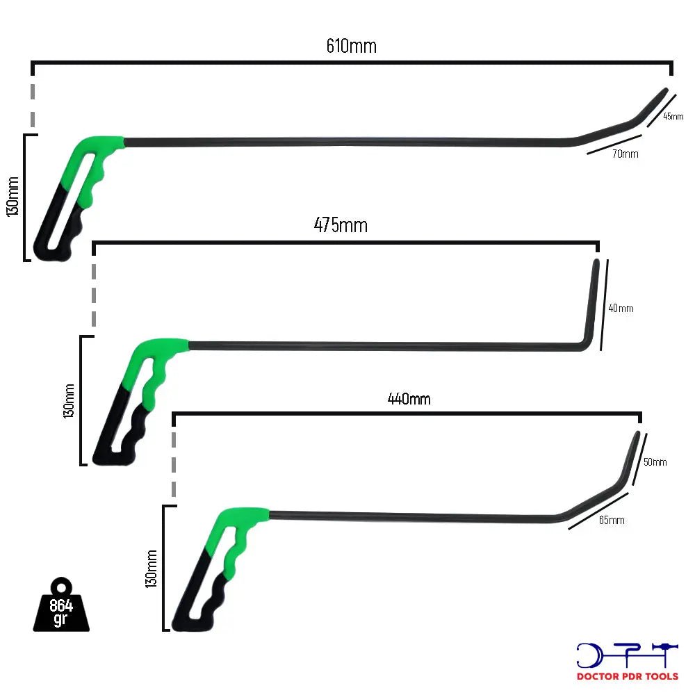 Set of 3 Curl Up Steel Sticks - DoctorPdrTools
