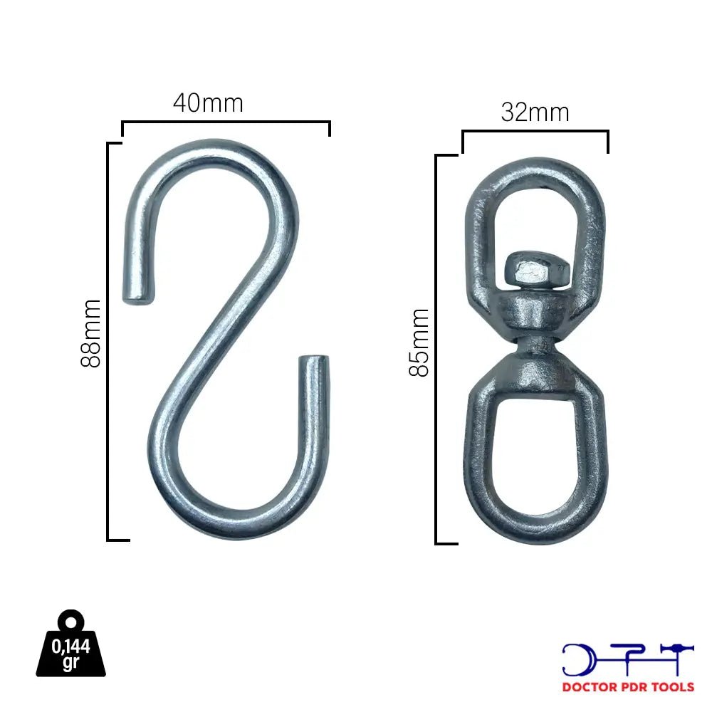 Professional Swivel Ring S Hook | Paintless Dent Repair Pulling Accessory - DoctorPdrTools Auto Hail Damage Repair Kit